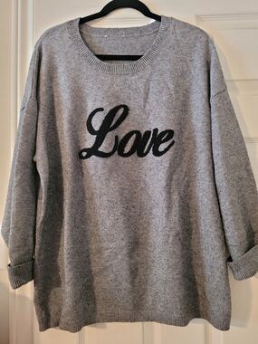 Cozy Grey 'Love' Sweater